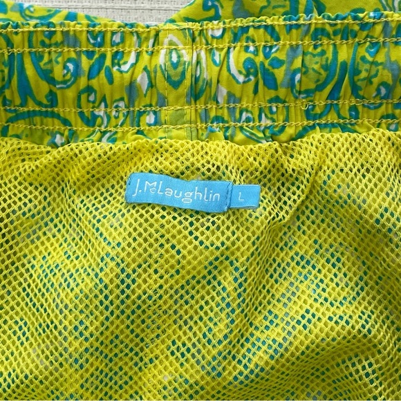 J. McLaughlin Swim Trunks Lined Yellow Green Size Large Beach Shorts - Picture 7 of 9